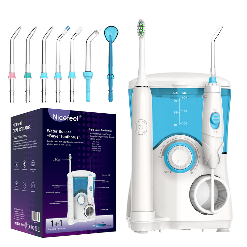 combo del cepillo de dientes de Flosser del agua 600ml, irrigador oral y cepillo de dientes eléctrico en uno