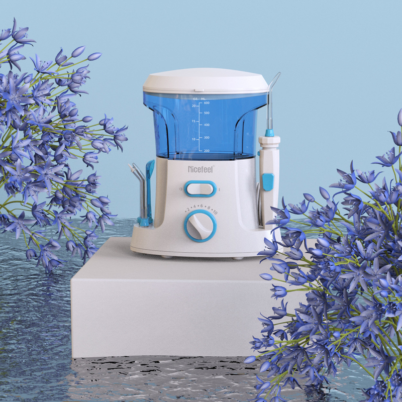 Flosser dental ajustable del agua del ABS 600ml para el azul blanco oral del balneario del uso de la familia