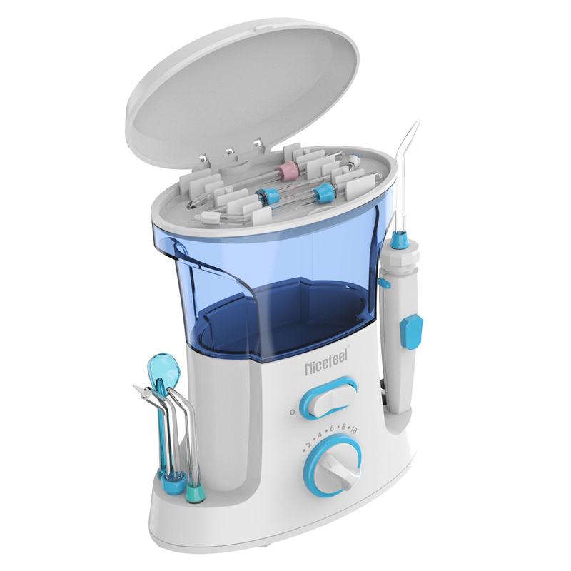 Flosser dental ajustable del agua del ABS 600ml para el azul blanco oral del balneario del uso de la familia