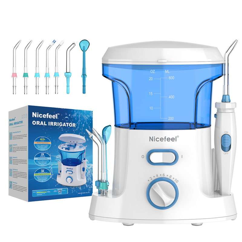 Flosser dental ajustable del agua del ABS 600ml para el azul blanco oral del balneario del uso de la familia