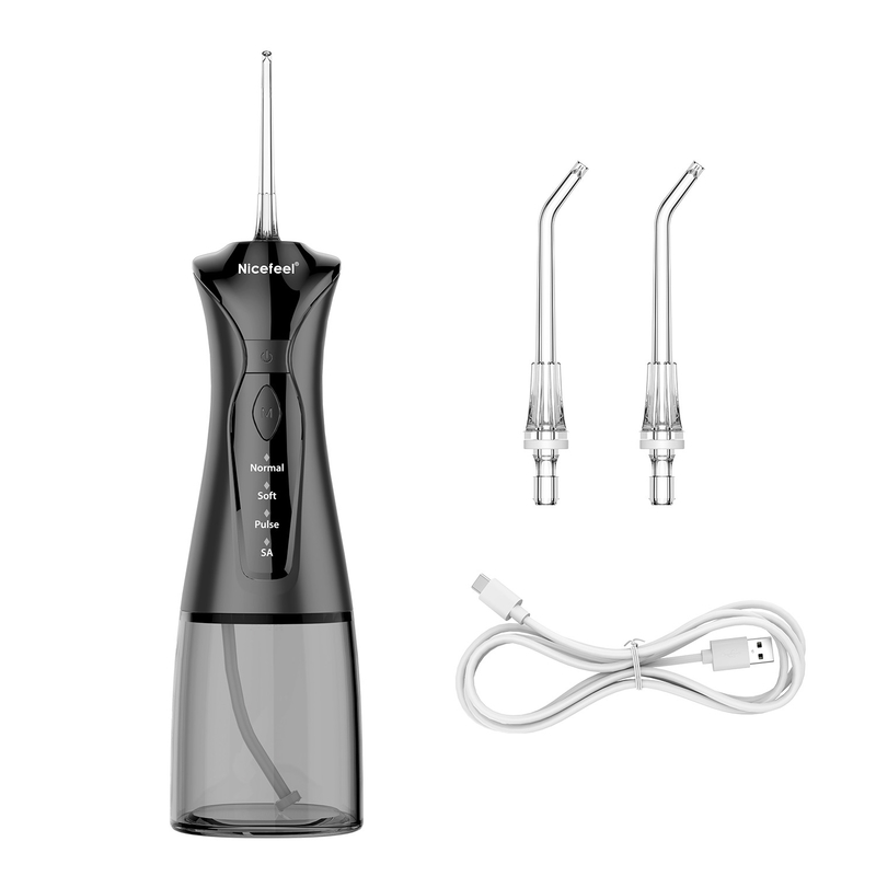 agua sin cuerda Flosser Irrigator oral con pilas del negro 1400mAh