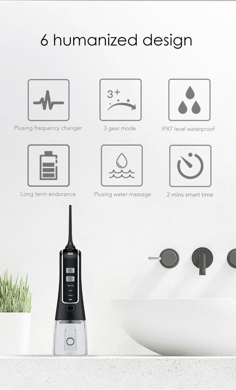 El tanque de agua oral sin cuerda de Flosser Irrigator 300ml del agua impermeable de la ducha IPX7